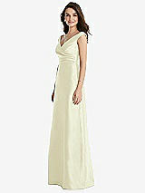 Side View Thumbnail - Butter Yellow Off-the-Shoulder Draped Wrap Maxi Dress with Pockets