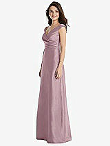Side View Thumbnail - Dusty Rose Off-the-Shoulder Draped Wrap Maxi Dress with Pockets