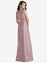 Rear View Thumbnail - Dusty Rose Off-the-Shoulder Draped Wrap Maxi Dress with Pockets