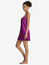Side View Thumbnail - Persian Plum Mini Stretch Satin Slip with Adjustable Straps - Kyle