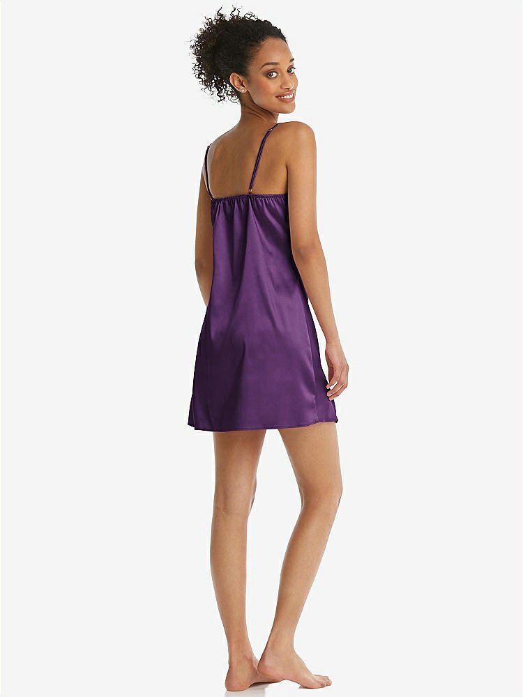 Back View - African Violet Mini Stretch Satin Slip with Adjustable Straps - Kyle
