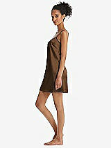 Side View Thumbnail - Latte Mini Stretch Satin Slip with Adjustable Straps - Kyle