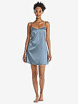 Front View Thumbnail - Slate Mini Stretch Satin Slip with Adjustable Straps - Kyle