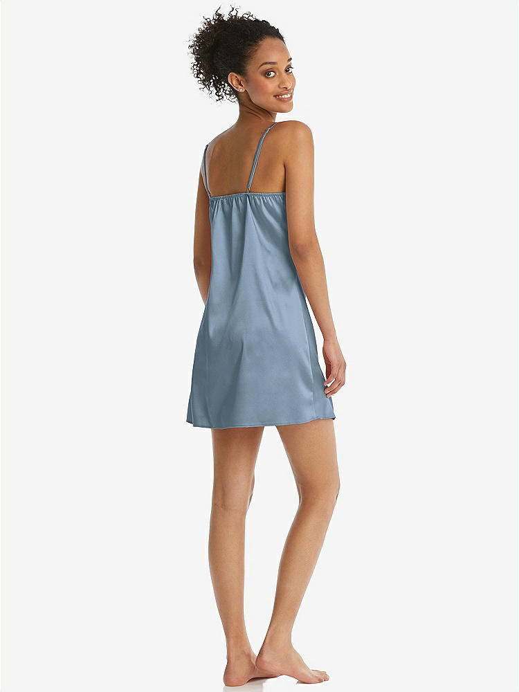 Back View - Slate Mini Stretch Satin Slip with Adjustable Straps - Kyle