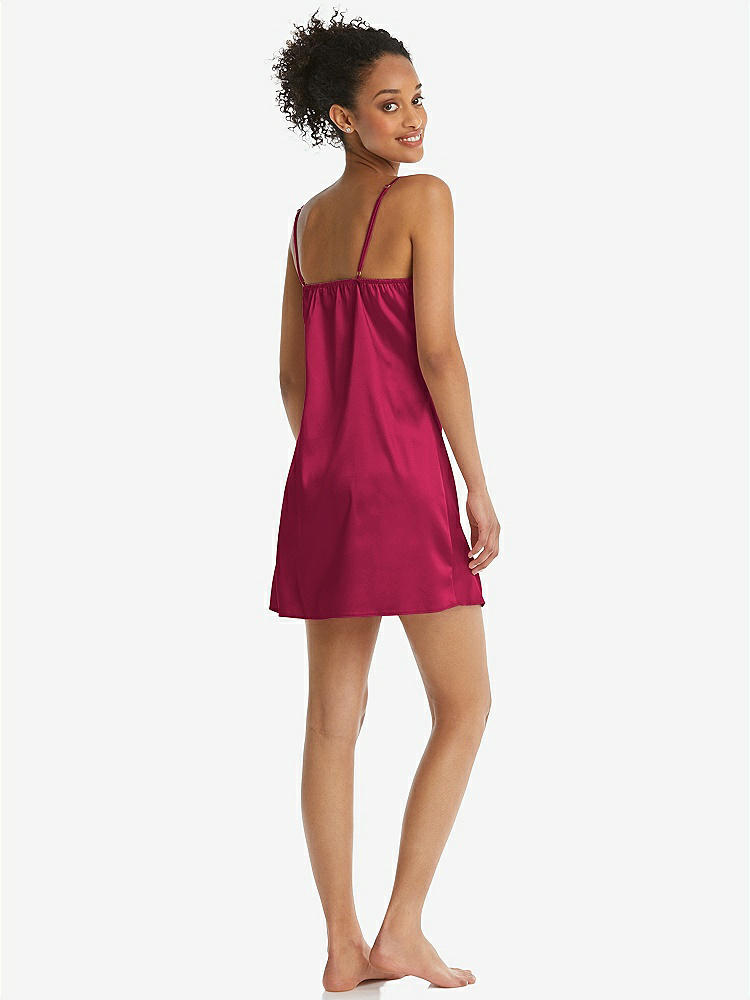 Back View - Valentine Mini Stretch Satin Slip with Adjustable Straps - Kyle