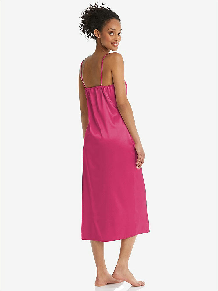 Back View - Shocking  Midi Stretch Satin Slip with Adjustable Straps - Asley