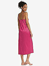 Rear View Thumbnail - Shocking  Midi Stretch Satin Slip with Adjustable Straps - Asley