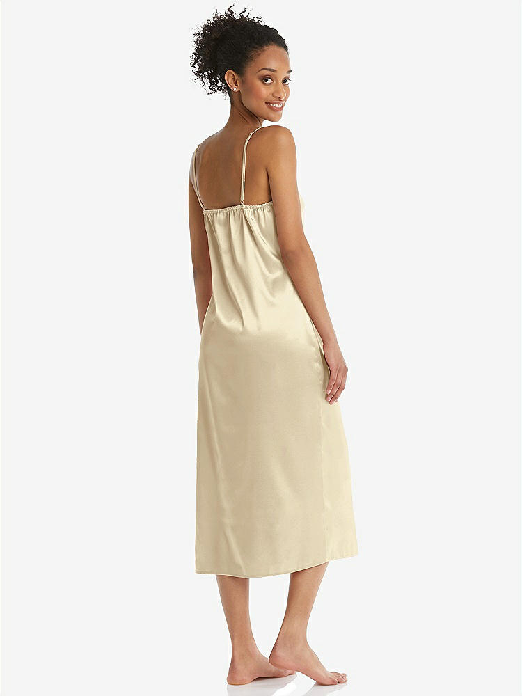 Back View - Banana  Midi Stretch Satin Slip with Adjustable Straps - Asley