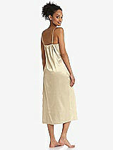 Rear View Thumbnail - Banana  Midi Stretch Satin Slip with Adjustable Straps - Asley