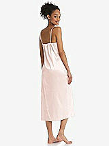 Rear View Thumbnail - Blush  Midi Stretch Satin Slip with Adjustable Straps - Asley