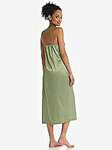 Rear View Thumbnail - Kiwi  Midi Stretch Satin Slip with Adjustable Straps - Asley