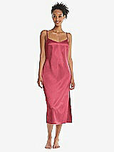 Front View Thumbnail - Nectar  Midi Stretch Satin Slip with Adjustable Straps - Asley