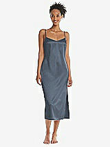 Front View Thumbnail - Silverstone  Midi Stretch Satin Slip with Adjustable Straps - Asley