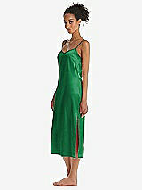 Side View Thumbnail - Shamrock  Midi Stretch Satin Slip with Adjustable Straps - Asley