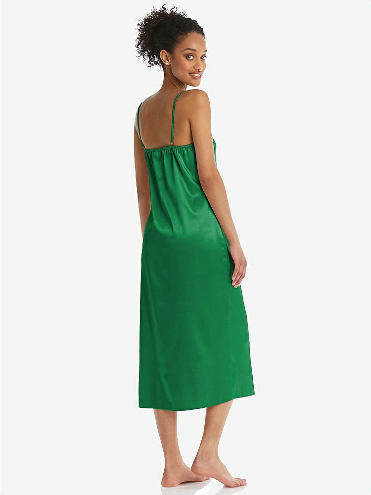 Back View - Shamrock  Midi Stretch Satin Slip with Adjustable Straps - Asley