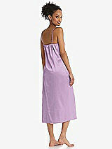 Rear View Thumbnail - Wood Violet  Midi Stretch Satin Slip with Adjustable Straps - Asley