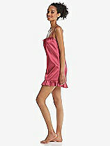 Side View Thumbnail - Nectar  Ruffled Hem Mini Stretch Satin Slip with Keyhole Neck - Jordan