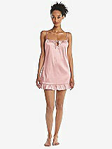 Front View Thumbnail - Rose  Ruffled Hem Mini Stretch Satin Slip with Keyhole Neck - Jordan