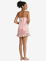 Rear View Thumbnail - Rose  Ruffled Hem Mini Stretch Satin Slip with Keyhole Neck - Jordan