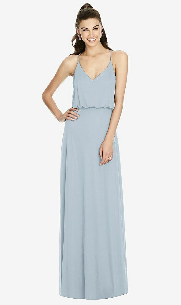 Front View - Mist Inverted V-Back Blouson A-Line Maxi Dress