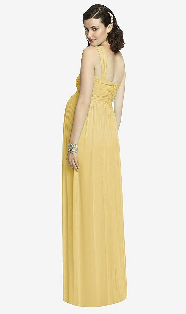 Back View - Maize One-Shoulder Asymmetrical Draped Wrap Maternity Dress