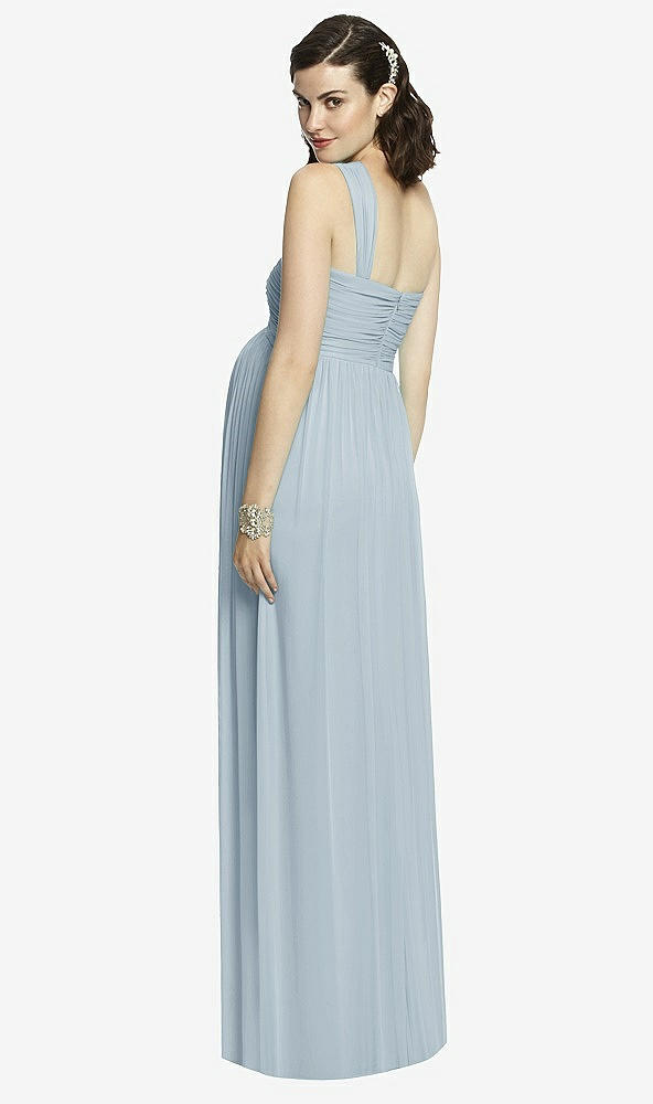 Back View - Mist One-Shoulder Asymmetrical Draped Wrap Maternity Dress