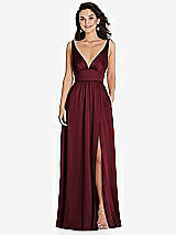 Front View Thumbnail - Cabernet Deep V-Neck Shirred Skirt Maxi Dress with Convertible Straps
