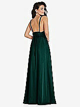 Rear View Thumbnail - Evergreen Deep V-Neck Shirred Skirt Maxi Dress with Convertible Straps
