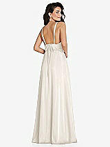Rear View Thumbnail - Ivory Deep V-Neck Shirred Skirt Maxi Dress with Convertible Straps