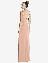 Rear View Thumbnail - Pale Peach Wide Strap Slash Cutout Empire Dress with Front Slit