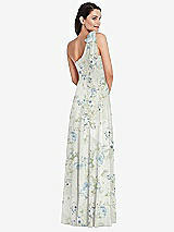 Alt View 3 Thumbnail - Bleu Garden Draped One-Shoulder Maxi Dress with Scarf Bow