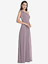 Alt View 2 Thumbnail - Lilac Dusk Draped One-Shoulder Maxi Dress with Scarf Bow