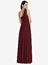 Alt View 3 Thumbnail - Cabernet Draped One-Shoulder Maxi Dress with Scarf Bow