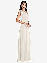 Alt View 2 Thumbnail - Ivory Draped One-Shoulder Maxi Dress with Scarf Bow