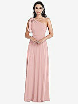 Alt View 1 Thumbnail - Rose Draped One-Shoulder Maxi Dress with Scarf Bow