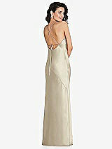 Rear View Thumbnail - Champagne V-Neck Convertible Strap Bias Slip Dress with Front Slit