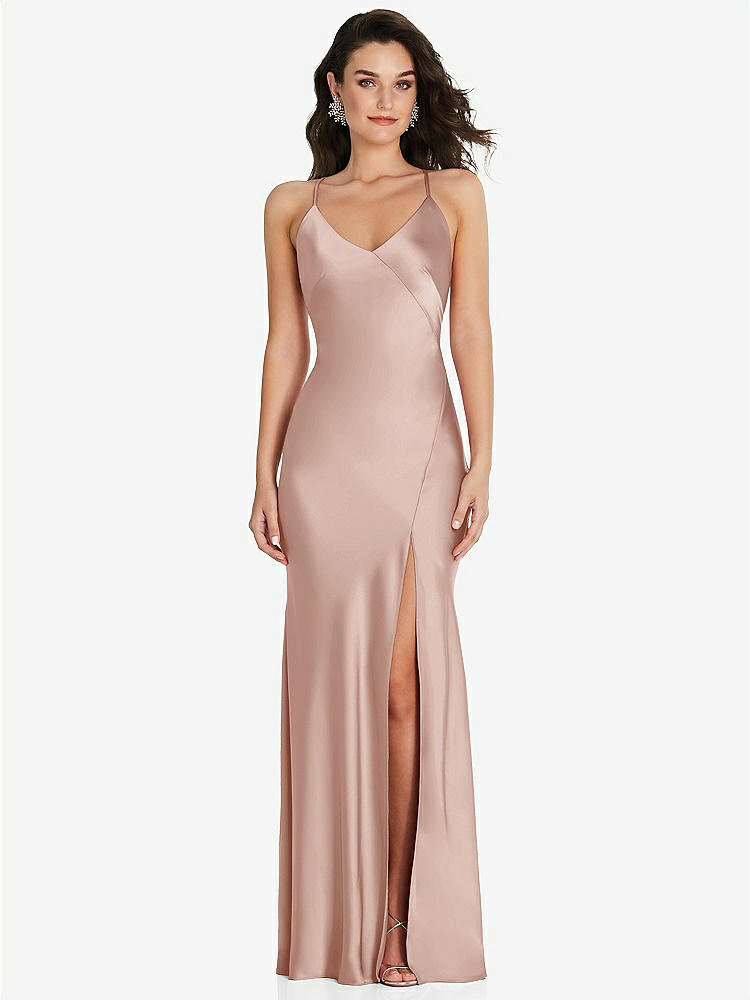 【FLAREUP】25SS★ Asymmetrical Draped Strap Roll-Up Dress Halter Convertible Strap Bias Slip Bridesmaid Dress With