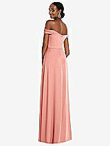 Alt View 3 Thumbnail - Rose Off-the-Shoulder Flounce Sleeve Empire Waist Gown with Front Slit