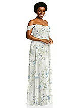 Alt View 2 Thumbnail - Bleu Garden Off-the-Shoulder Basque Neck Maxi Dress with Flounce Sleeves