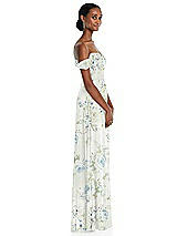 Side View Thumbnail - Bleu Garden Off-the-Shoulder Basque Neck Maxi Dress with Flounce Sleeves