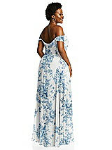 Alt View 3 Thumbnail - Cottage Rose Dusk Blue Off-the-Shoulder Basque Neck Maxi Dress with Flounce Sleeves