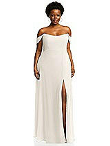 Alt View 1 Thumbnail - Ivory Off-the-Shoulder Basque Neck Maxi Dress with Flounce Sleeves
