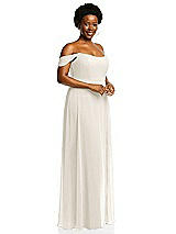 Alt View 2 Thumbnail - Ivory Off-the-Shoulder Basque Neck Maxi Dress with Flounce Sleeves