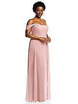Alt View 2 Thumbnail - Rose Off-the-Shoulder Basque Neck Maxi Dress with Flounce Sleeves