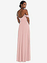 Rear View Thumbnail - Rose Off-the-Shoulder Basque Neck Maxi Dress with Flounce Sleeves