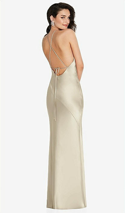 Sexy Suspenders Halter Satin Slit Dress Sexy Suspenders Halter Satin Slit Dress