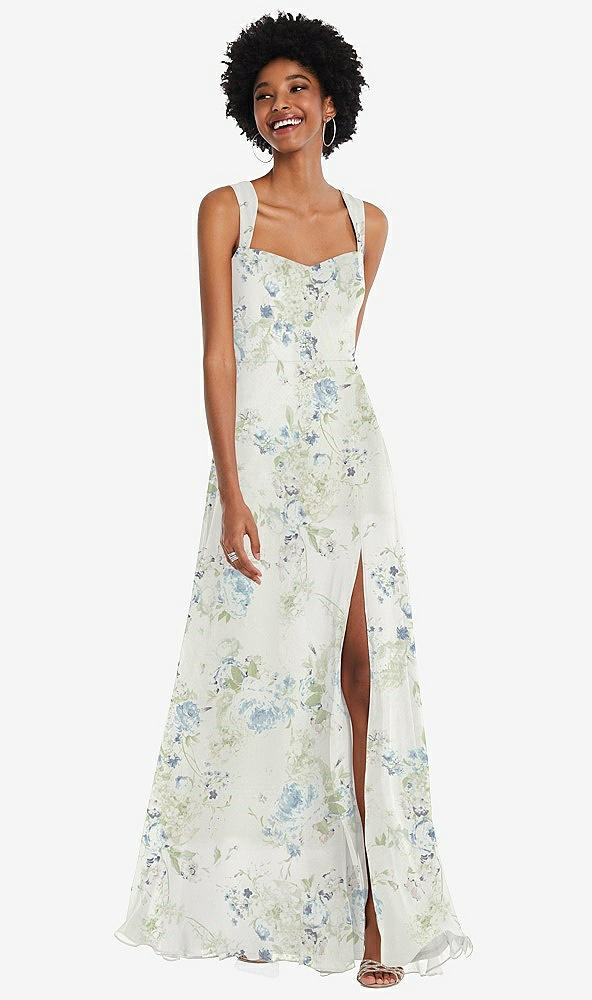 Front View - Bleu Garden Contoured Wide Strap Sweetheart Maxi Dress