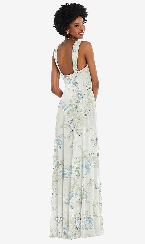 Back View - Bleu Garden Contoured Wide Strap Sweetheart Maxi Dress