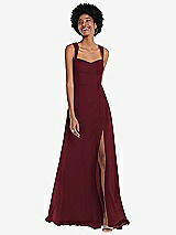 Front View Thumbnail - Cabernet Contoured Wide Strap Sweetheart Maxi Dress