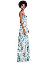 Side View Thumbnail - Cottage Rose Dusk Blue Contoured Wide Strap Sweetheart Maxi Dress